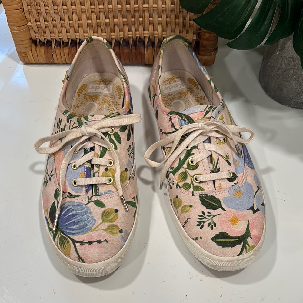 Keds x Rifle Paper Champion Lively Floral Lace Ups in Pink Multi